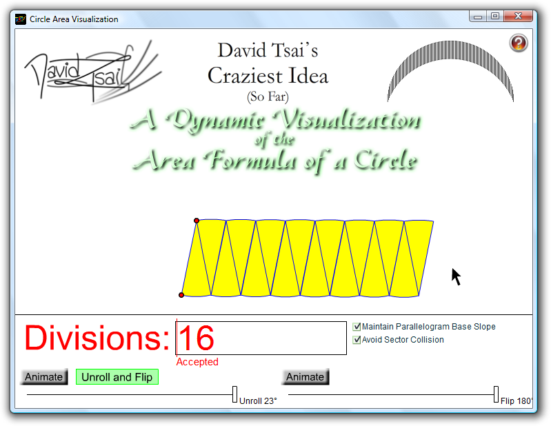 Circle Area Visualization 1.1 - Pseudo-Parallelogram